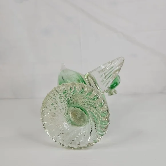Vintage Murano Art Glass Swan Bird Clear and Green Italy Very Rare Pieces